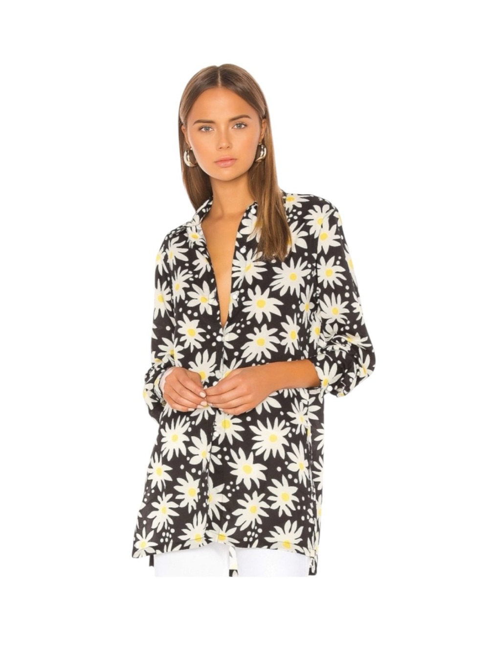 Solid & Striped Button Down Daisy Print Blouse
